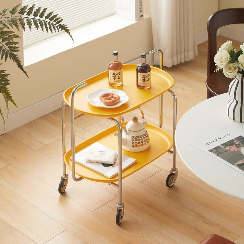 Nordic Steel Oval Movable Side Table 2-Tier