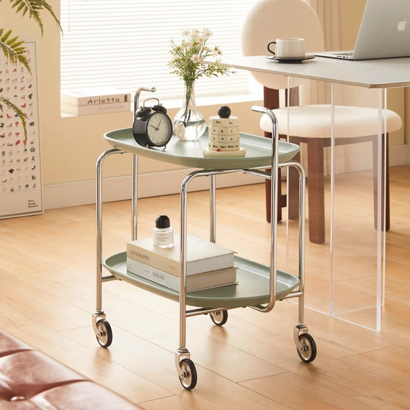 Nordic Steel Oval Movable Side Table 2-Tier