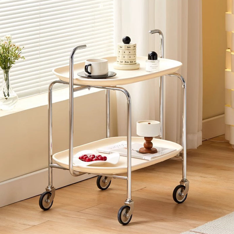 Nordic Steel Oval Movable Side Table 2-Tier