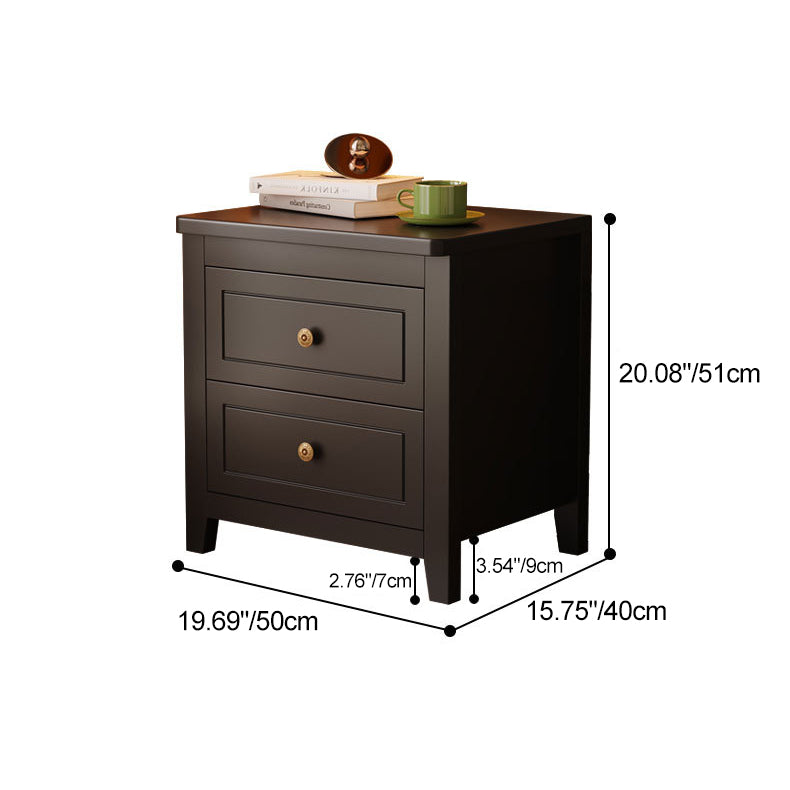 Retro Wood Nightstand 2-Drawer
