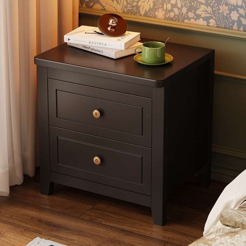 Retro Wood Nightstand 2-Drawer