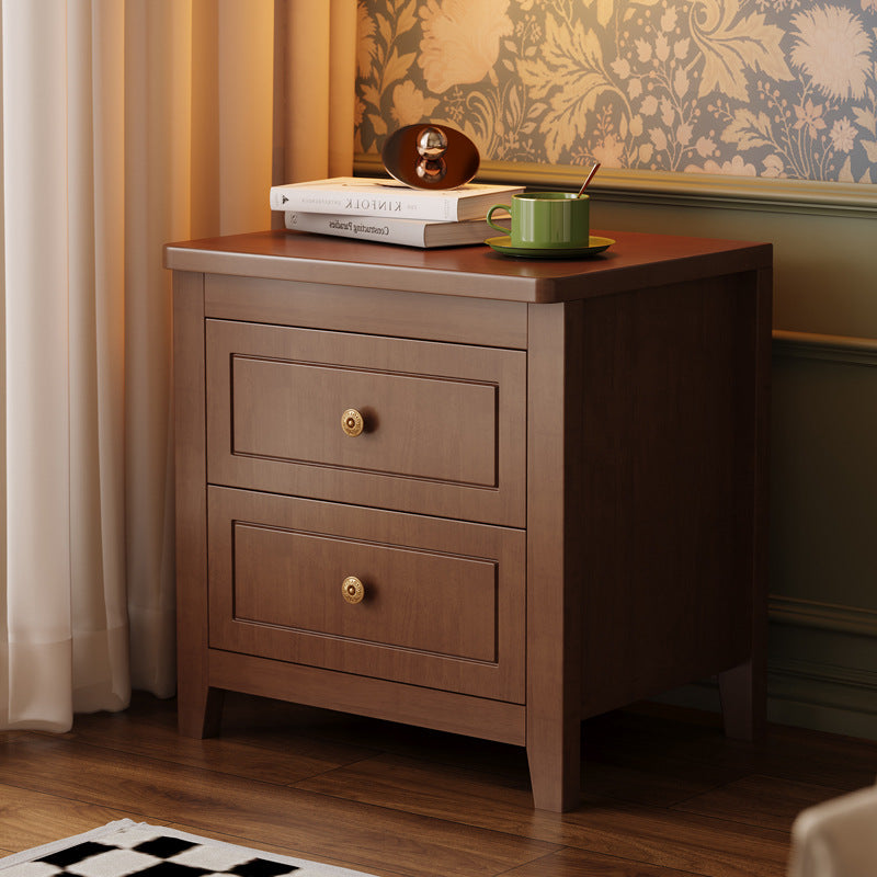 Retro Wood Nightstand 2-Drawer