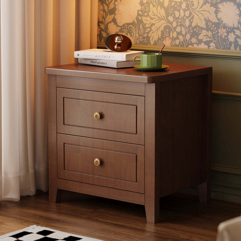 Retro Wood Nightstand 2-Drawer