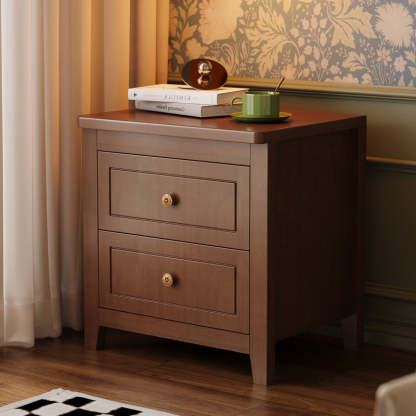 Retro Wood Nightstand 2-Drawer
