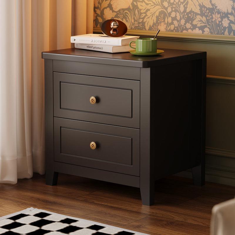 Retro Wood Nightstand 2-Drawer