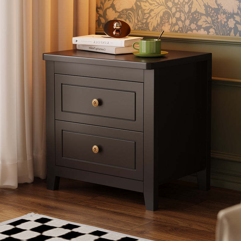 Retro Wood Nightstand 2-Drawer