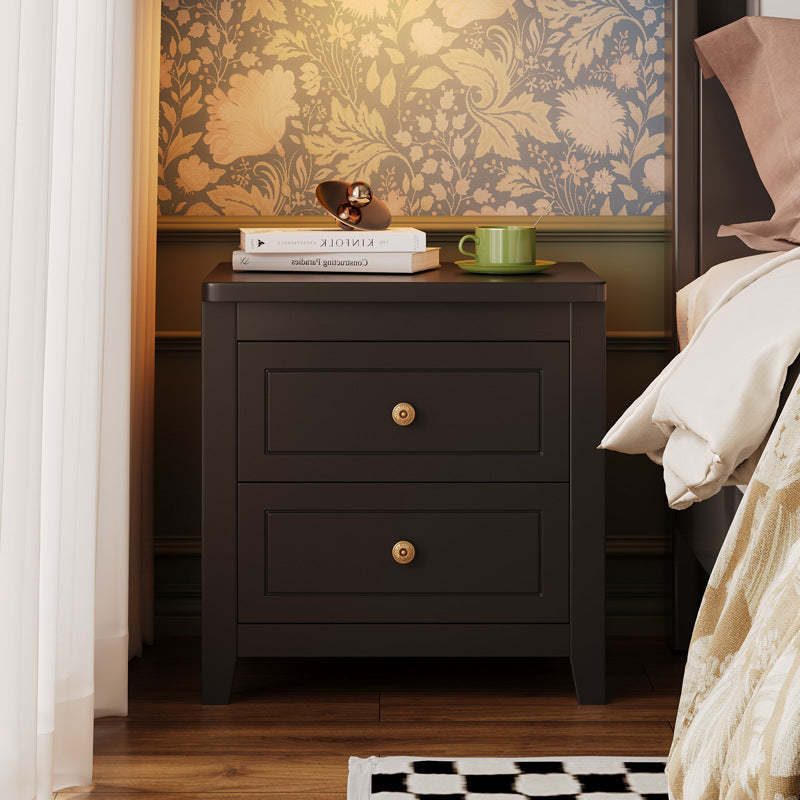 Retro Wood Nightstand 2-Drawer