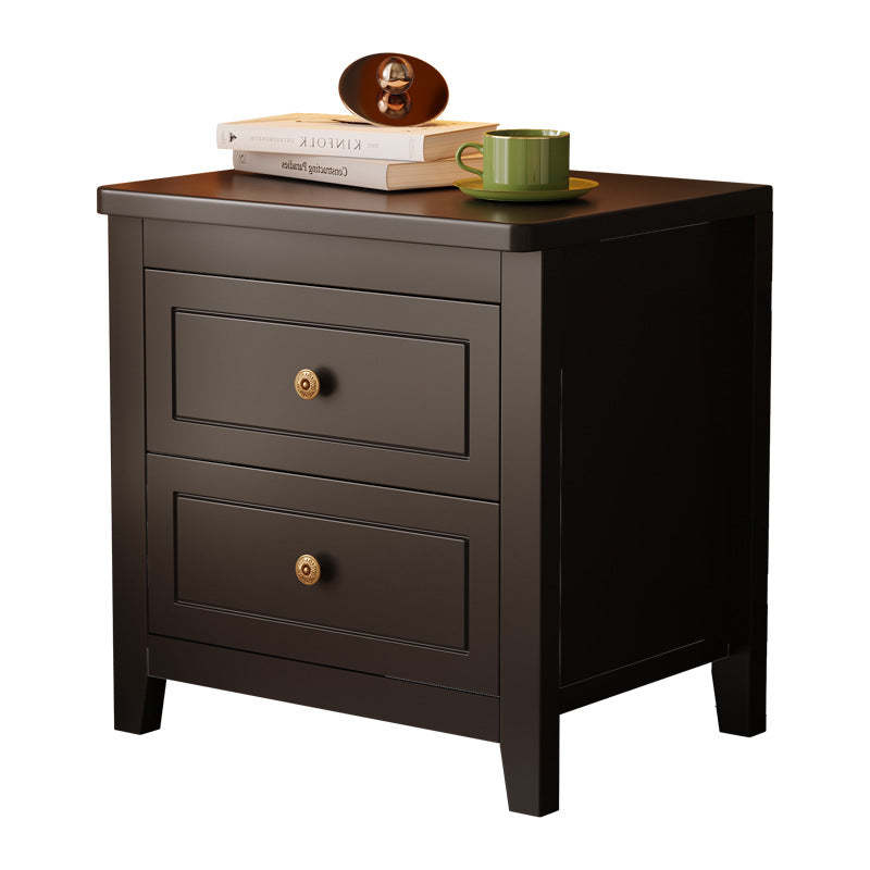 Retro Wood Nightstand 2-Drawer