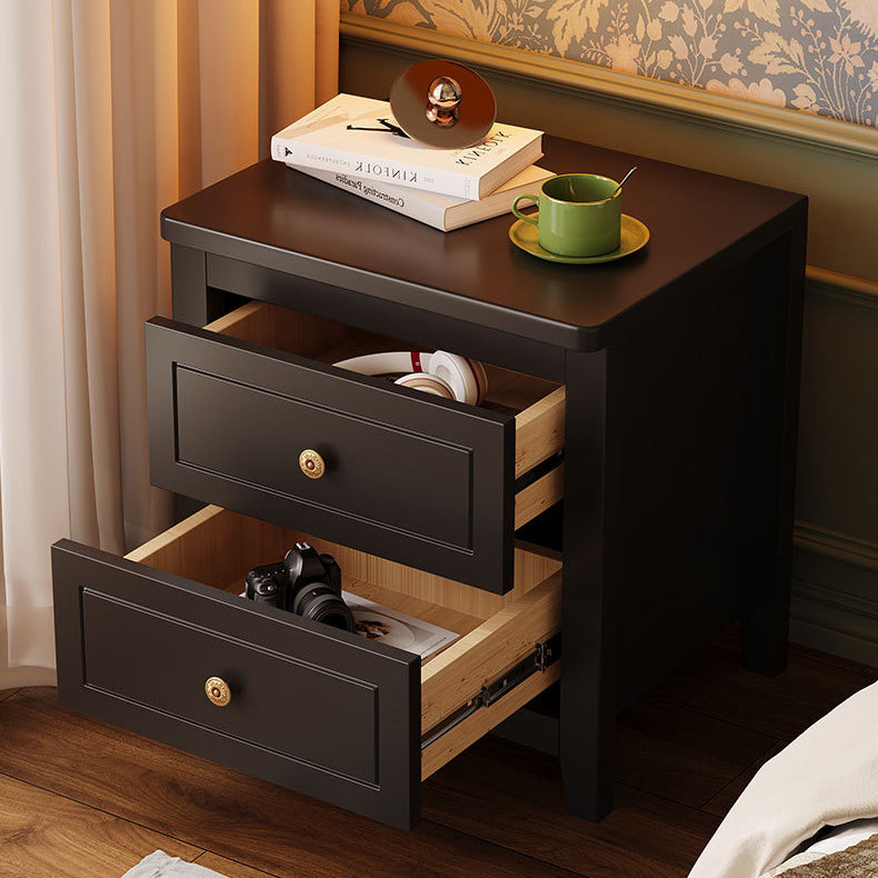 Retro Wood Nightstand 2-Drawer