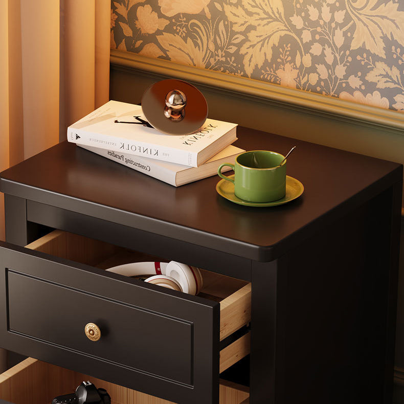Retro Wood Nightstand 2-Drawer