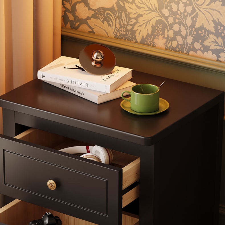 Retro Wood Nightstand 2-Drawer