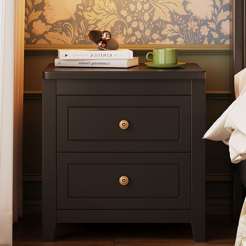 Retro Wood Nightstand 2-Drawer