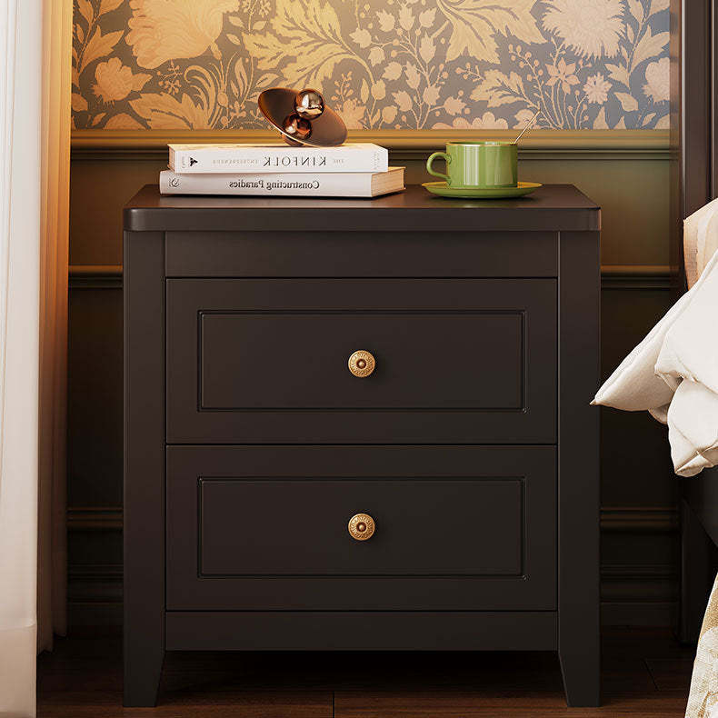 Retro Wood Nightstand 2-Drawer