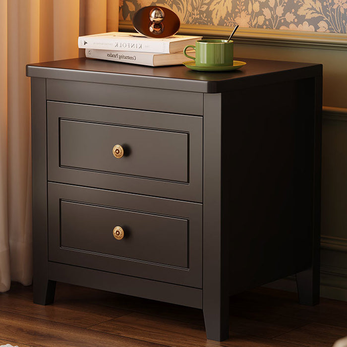 Retro Wood Nightstand 2-Drawer