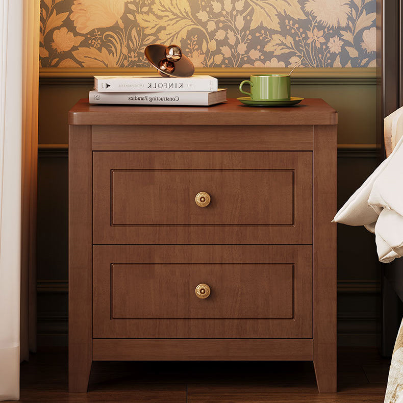 Retro Wood Nightstand 2-Drawer