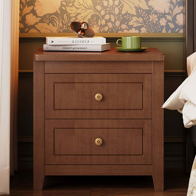 Retro Wood Nightstand 2-Drawer