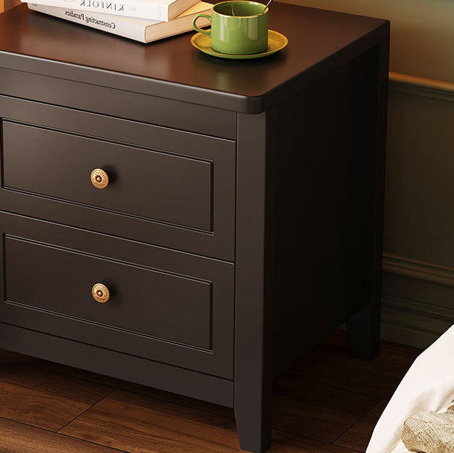 Retro Wood Nightstand 2-Drawer