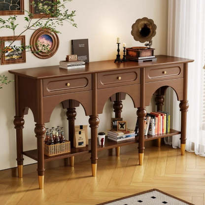 French Wood 3-Drawer 2-Tier Storage