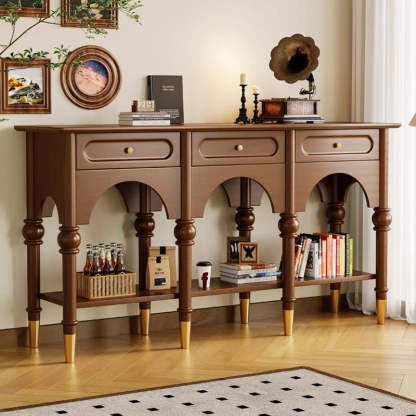 French Wood 3-Drawer 2-Tier Storage