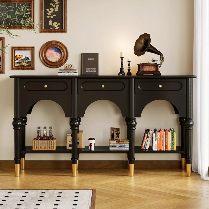 French Wood 3-Drawer 2-Tier Storage