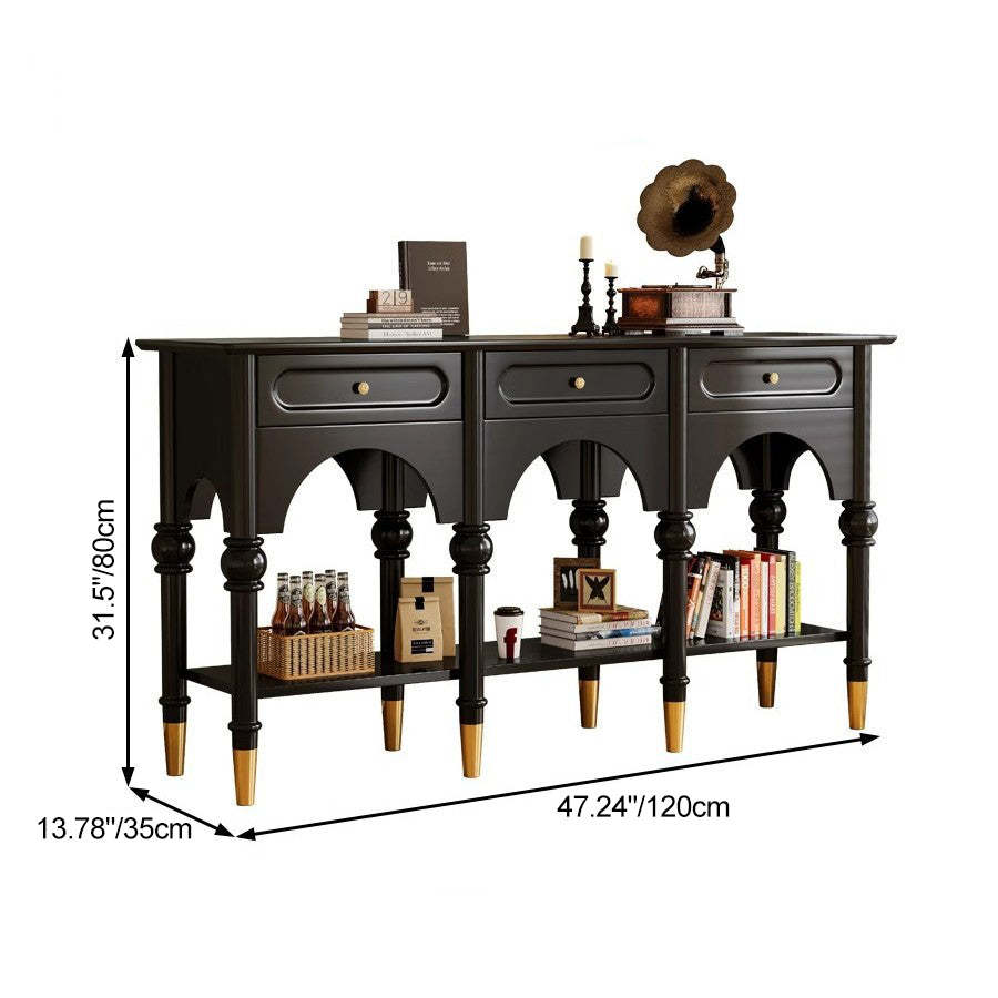 French Wood 3-Drawer 2-Tier Storage