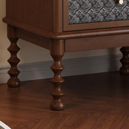 Retro Wood Glass Metal Nightstand 2-Drawer