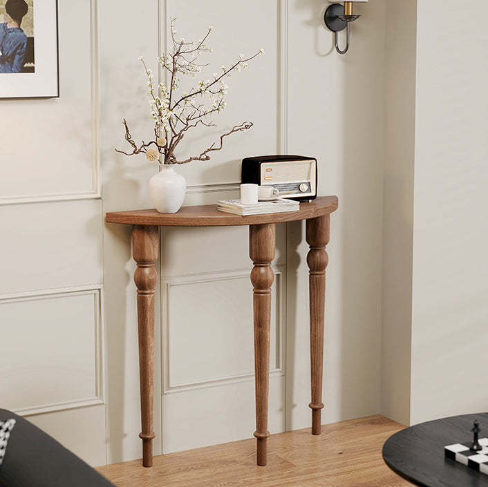 French Wood Roman Column Console Table — Walnut