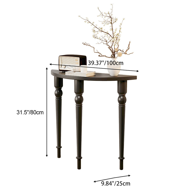 French Wood Roman Column Console Table — Black