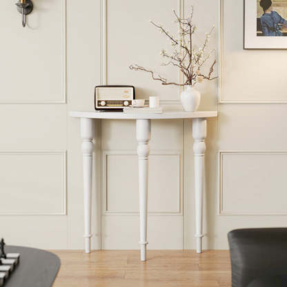French Wood Roman Column Console Table — Walnut