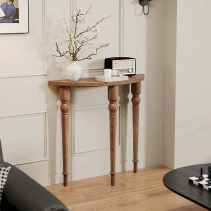 French Wood Roman Column Console Table — Black