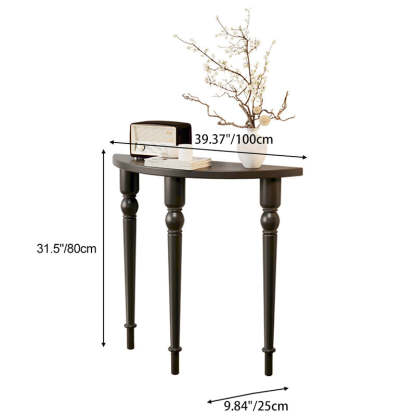 French Wood Roman Column Console Table — Black