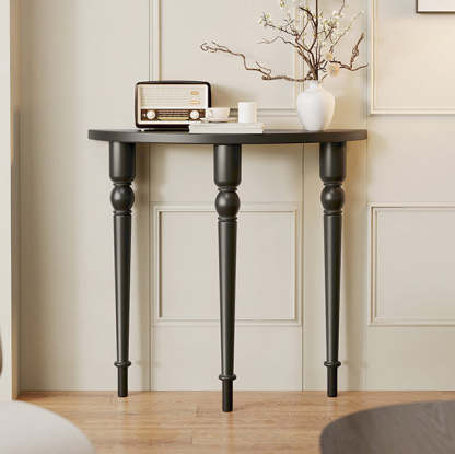 French Wood Roman Column Console Table — White