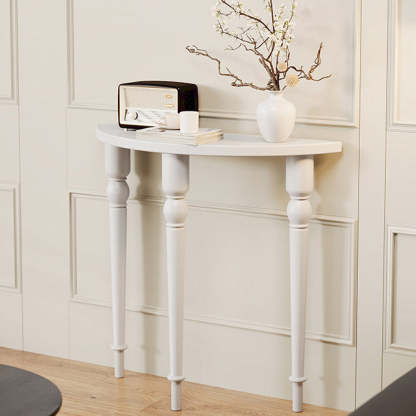 French Wood Roman Column Console Table — Black