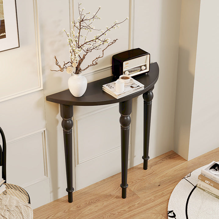 French Wood Roman Column Console Table — White