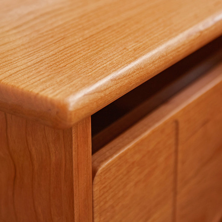 Japanese Cherry Wood Wave-Design 1-Drawer Nightstand