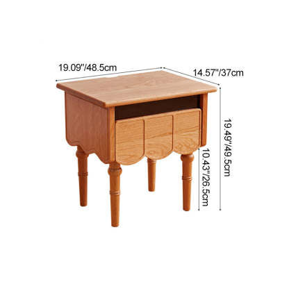 Japanese Cherry Wood Wave-Design 1-Drawer Nightstand