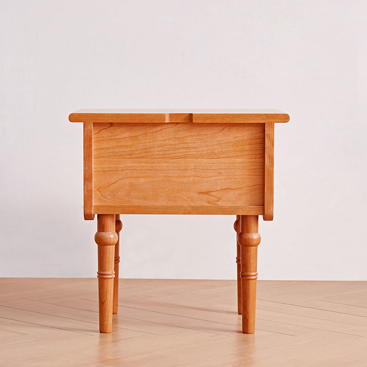 Japanese Cherry Wood Wave-Design 1-Drawer Nightstand