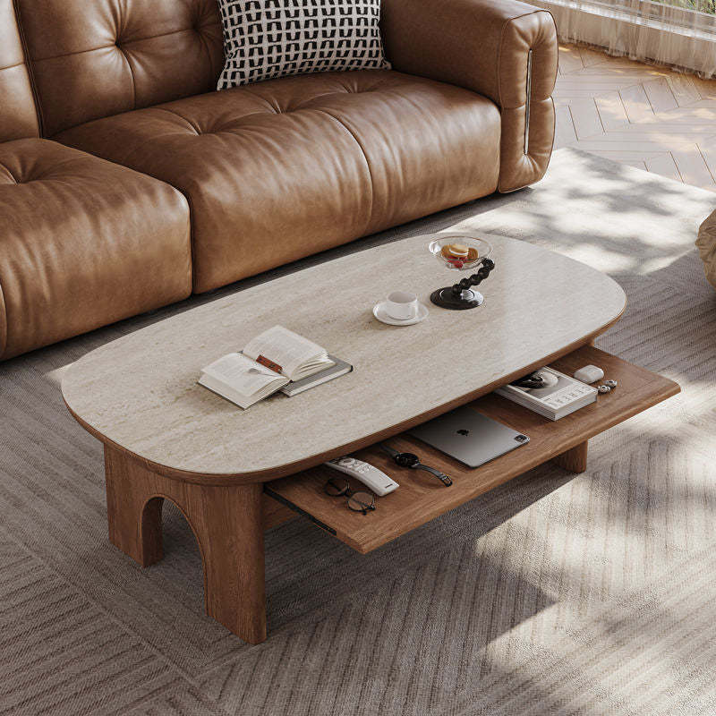 Retro decor 2-drawer coffee tables in wood fabric