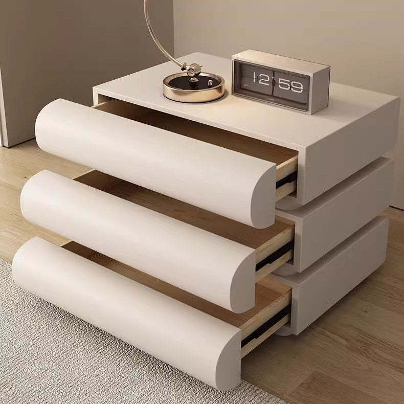 Minimalist Microfiber Leather 2/3-Drawer Nightstand — 3 / Black