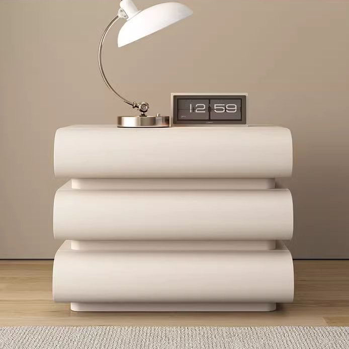Minimalist Microfiber Leather 2/3-Drawer Nightstand — 3 / Beige