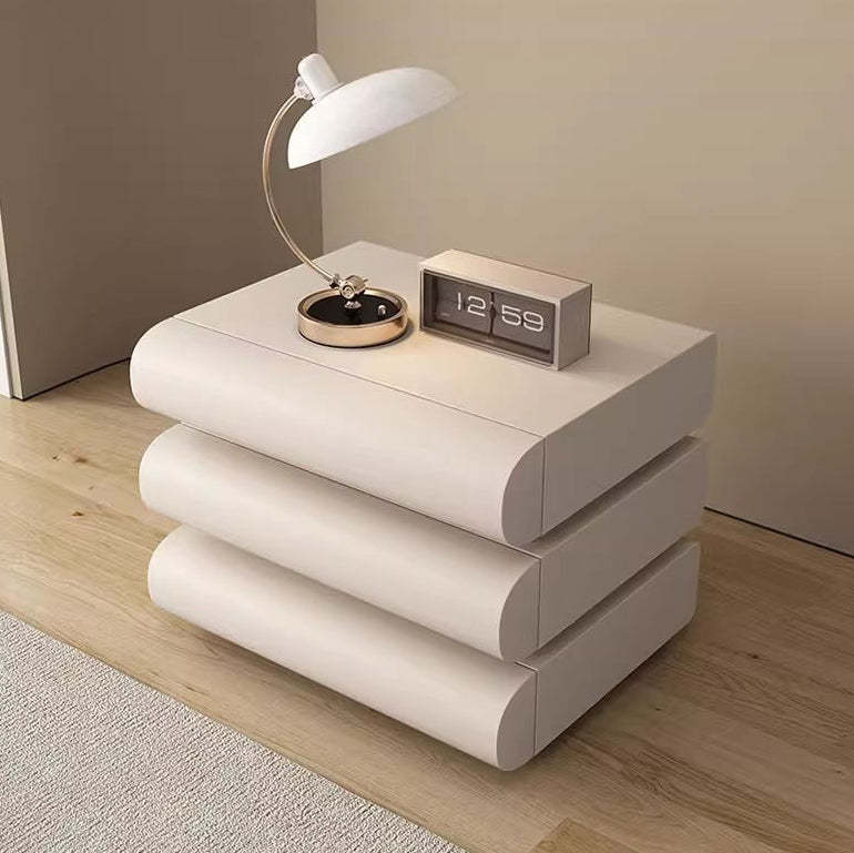 Minimalist Microfiber Leather 2/3-Drawer Nightstand — 3 / Light Gray