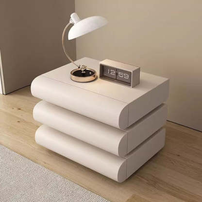 Minimalist Microfiber Leather 2/3-Drawer Nightstand — 3 / Light Gray