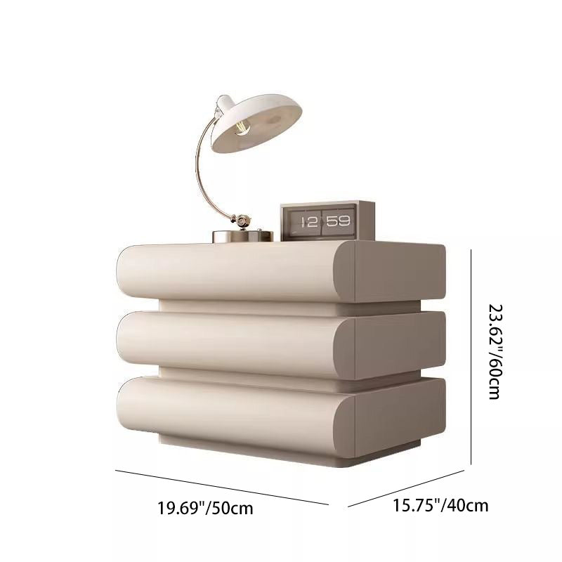 Minimalist Microfiber Leather 2/3-Drawer Nightstand — 3 / Light Gray