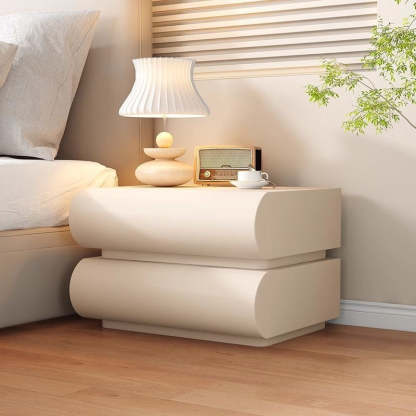 Minimalist Microfiber Leather 2/3-Drawer Nightstand — 2 / Beige
