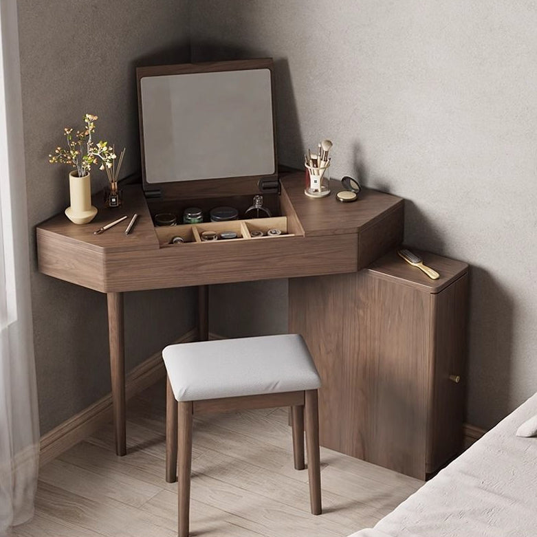 Nordic Wood Triangular Vanity Stool Set