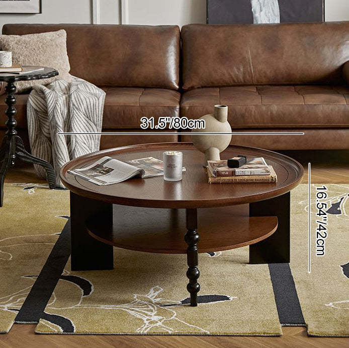 Retro Wood Roman Column Coffee Table 2-Tier