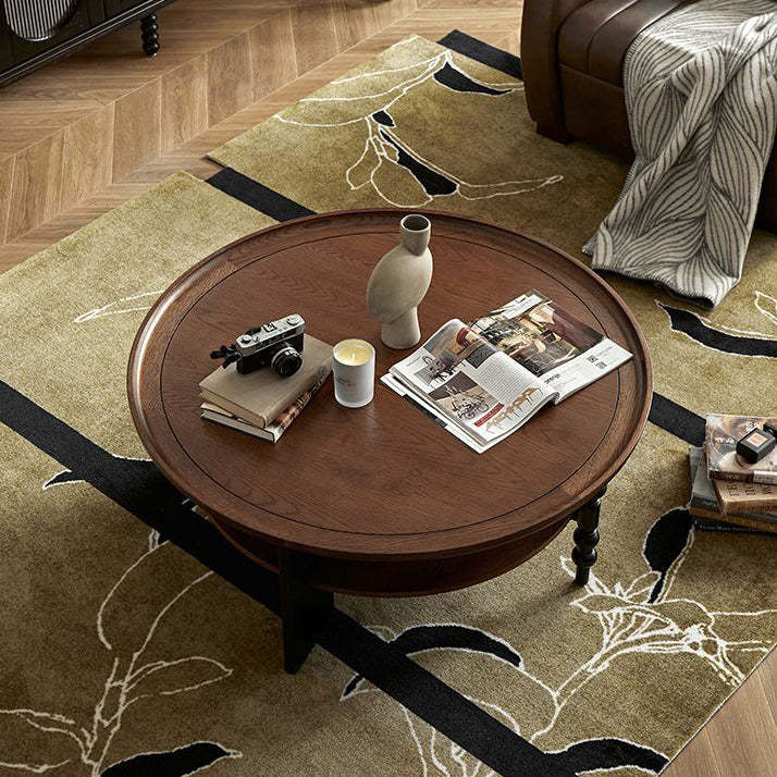 Retro Wood Roman Column Coffee Table 2-Tier