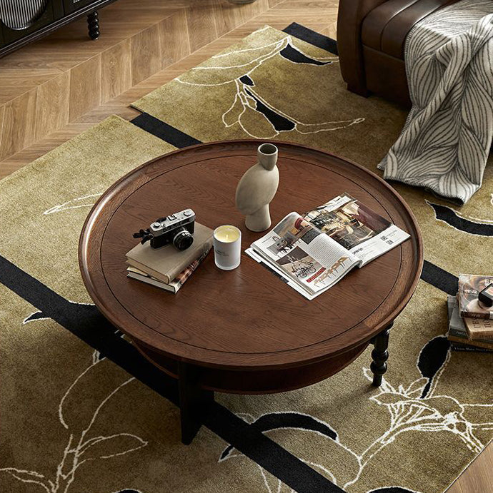 Retro Wood Roman Column Coffee Table 2-Tier