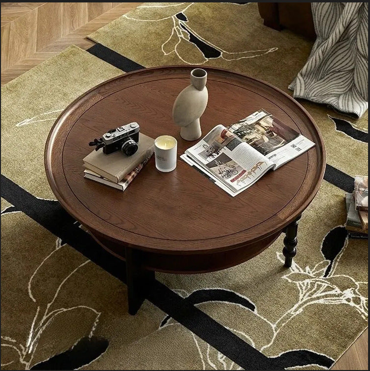 Retro Wood Roman Column Coffee Table 2-Tier