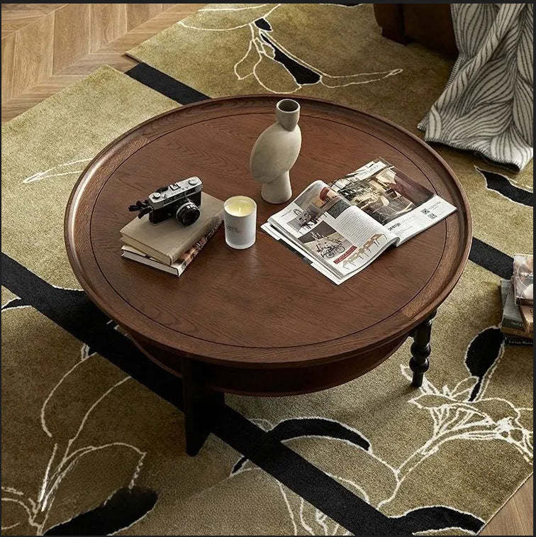 Retro Wood Roman Column Coffee Table 2-Tier